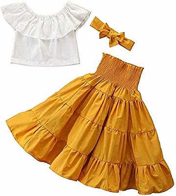 Fall Outfits  Yellow Aesthetic Ruffles Crop Top High Waist Skirt