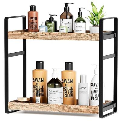 2-Tier Countertop Organizer for Bathroom Counter - Wood Bathroom Counter  Organizers Shelf Cosmetic Storage, Standing Vanity Tray for Bathroom