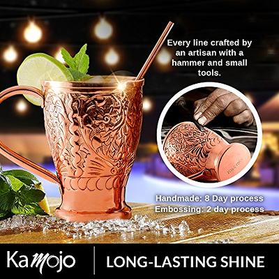 Set of 4 Pure Copper Straws with Moscow mule 2 Straw Stirrer Cocktail Gift  Set