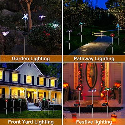 Solar Garden Lights - 3 Pack Solar Stake Light, Color Changing Solar  Powered Decorative Landscape Lighting Hummingbird Butterfly Dragonfly for  Outdoor