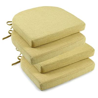 4 Pack: Premium Comfort Non Slip Memory Foam Kitchen & Dining Room Seat/Chair  Cushions - Yellow 