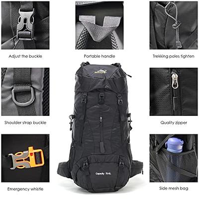 Large 75L Hiking Backpack for Travelling High Quality Waterproof Sports  Daypack with Rain Cover