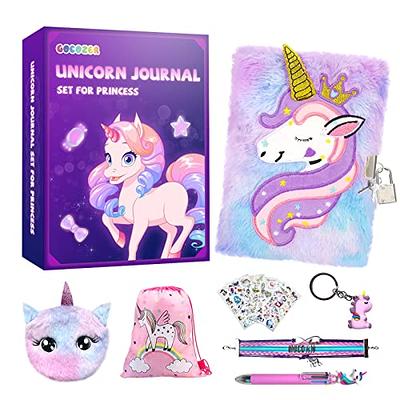 7 Piece Unicorn Stationery Set for Girls, Unicorn Diary Set for Girls with  Fur Pencil Box