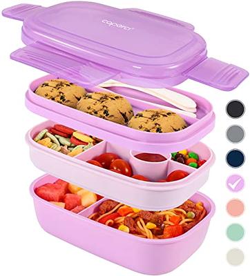 Caperci Stackable Bento Box Adult Lunch Box - 3 Layers All-in-One Lunch  Containers with Multiple Compartments for Adults & Kids, 55 oz Large  Capacity