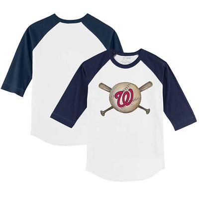 Houston Astros Tiny Turnip Toddler Diamond Cross Bats 3/4-Sleeve Raglan T- Shirt - White/Navy