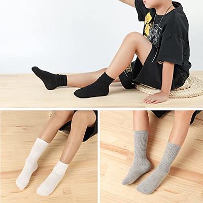 Kids Slouch Socks for Girls Cotton White 6 Pairs 9-12 Years Old