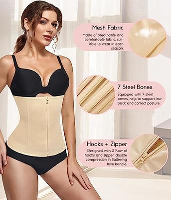 MERYOSZ Waist Cincher for Women Zipper Waist Trainer Shapewear Mesh Body Shaper  Corset Plus Size Trimmer for Tummy Control (Beige,XL) - Yahoo Shopping