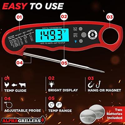 Alpha Grillers Instant Read Meat Thermometer for Grill and Cooking. Best  Waterproof Ultra Fast Thermometer with Backlight & Calibration. Digital  Food