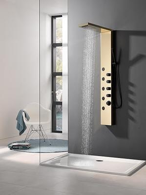 FORIOUS LED Rainfall Waterfall Shower Head Rain Massage System