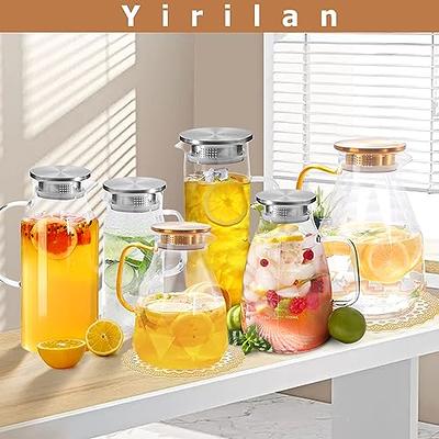 Yirilan Glass Pitcher Water Pitcher with Lid Heat Resistant Water