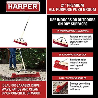 Outdoor Stiff-Bristle Poly Push Broom, 24, Red, Each