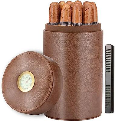 LEACHOI Cigar Humidor, Leather Cedar Wood Cigar Case with Cigar Lighter and  Cigar Cutter, Portable Travel Cigar Humidor Box with Humidifier, Cigar