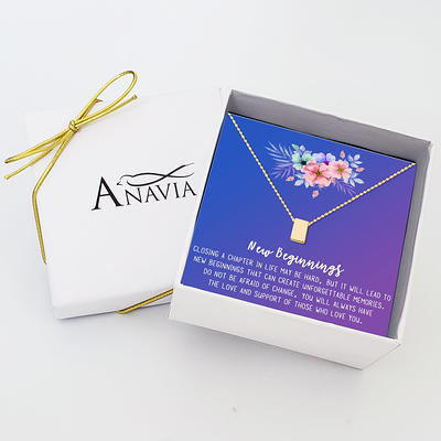 Anavia Best Wishes Gift Card High Quality Stainless Steel Fashion Necklace  for Her, Girlfriend Gift, Wife Gift, Gift for Fiancee-[Rose Gold Infinity  Double Ring,Blue-Orange Gift Card] 