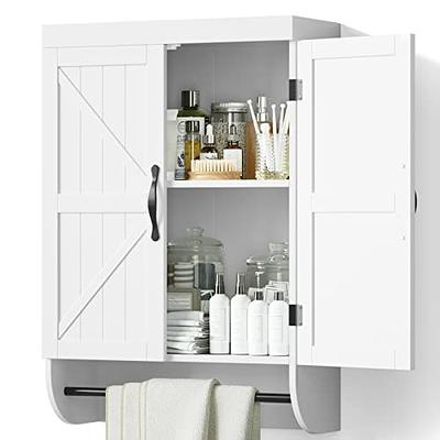 SRIWATANA Over The Toilet Storage Cabinet, Bathroom Organizer with  Adjustable Shelf, 2-Door Toilet Storage Rack, Gray