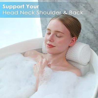 Bathtub Pillow for Neck and Back Support with 6 Non-Slip Suction Cups &  Drying Hook - Machine Washable Bath Tub Pillow Headrest for Standard,  Soaking