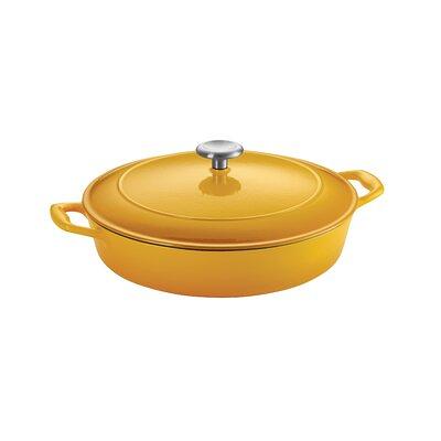 Crock-pot Artisan 3 Quart Enameled Cast Iron Saucepan With Lid In Red And  Gold : Target