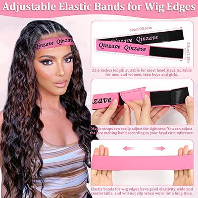 2 Pink/ Black Lace Melting Band Elastic Bands For Wig Edges