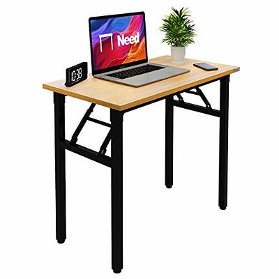 Gezen Folding Desk Writing Computer Desk for Home Office, No-Assembly Study  Office Desk Foldable Console Table for Small Spaces, Black