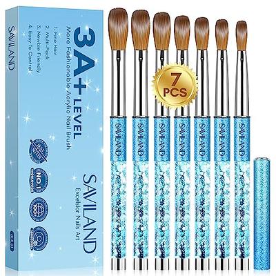 Saviland 7PCS Acrylic Nail Brush Set - Size 4/6/8/10/12/14/16 Acrylic Nail  Brushes for Acrylic Application, Professional Acrylic Nail Tools Set with