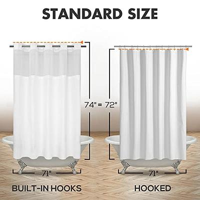 No Hook Slub Textured Shower Curtain with Snap-in PEVA Liner Set - 71 x  74(72), Hotel Style with See Through Top Window, Fabric Outer Curtain &  Waterproof Inner Liner, White, 71x74 