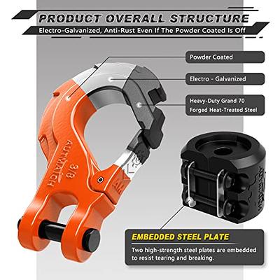 Y YOU DA SAFE & SOUND Winch Cable Hook Stopper, Silicone Rubber Stopper  Protects Synthetic Winch Rope, Towing Hook, Cable Line for ATV UTV, Orange