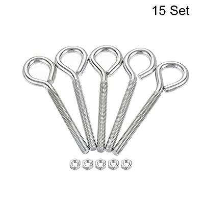 uxcell M4x40mm Eye Hooks Screws Bolts Kit, 15pcs Carbon Steel