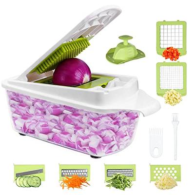 Vegetable Chopper - Vegetable Slicer - Fruit Chopper with Container - Pro  Soft Food Chopper - Green Slicer Dicer Cutter - 2 Blades - Yahoo Shopping
