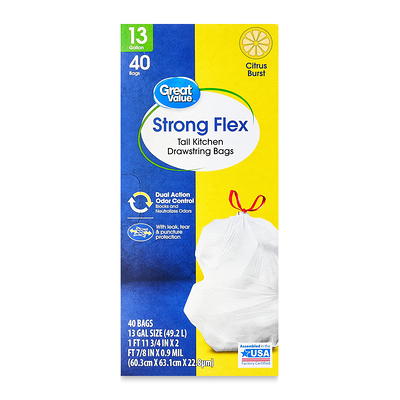 Great Value Strong Flex 13-Gallon Drawstring Tall Kitchen Trash