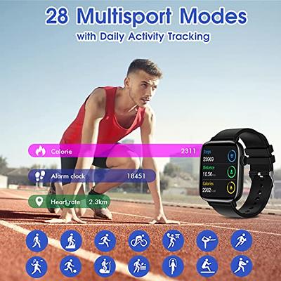 Smart Watch (Answer/Make Calls), 1.9 Smartwatch Fitness Tracker for  Android iOS Phones with Blood Pressure Heart Rate Tracking, 25 Sport Modes  SpO2 Sleep Monitor Step Counter for Women Men , Black 