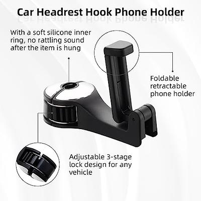 Car Headrest Hidden Hook, 2 In 1 Car Seat Hooks With Phone Holder