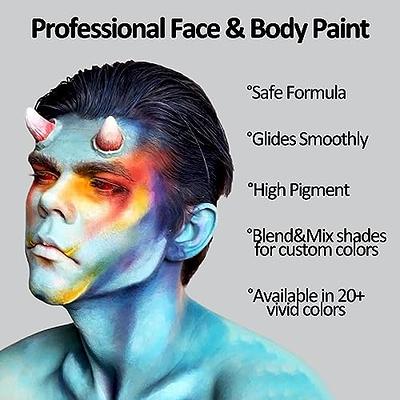MEICOLY Black Face Paint Clown White Makeup,Classic Pro Oil Based Face Paint ,Body Paint for Adults, SFX Joker Zombie Vampire Skull Skeleton Cosplay  Halloween Makeup with 4 Sponges,100g/3.53 oz Black White Face Paint