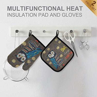 Oven Mitts and Pot Holders Set, 500 F Heat Resistant Oven Mit Gloves Hot  Pads for Kitchen Cooking Grill, Pure Cotton and Terrycloth Lining, Heavy  Duty