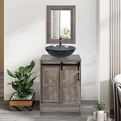 SSLine Under Sink Vanity Cabinet Free Standing Bathroom Sink Cabinet with  Pedestal Hole White Bath Storage