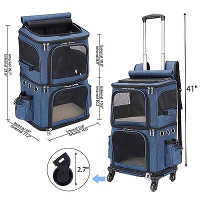 Rolling Cat Carrier with Wheels for 2 Cats, Double-Compartment Foldable Pet  Carrier with Wheels for 2 Small Cats and Dogs, Pet Cat Travel Carrier for