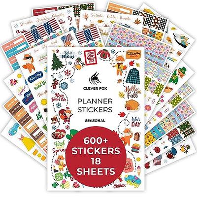 Clever Fox Seasonal Planner Stickers – 600+ Month, Holiday & Seasons  Stickers for Your Planner, Monthly Journal & Calendar – 18 Sheets, Set of  Stickers & Washi Tape by Clever Fox (Seasonal Pack) - Yahoo Shopping