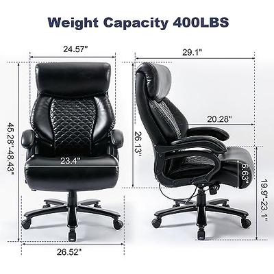 Big and Tall Office Chair 400lbs-Heavy Duty Executive Desk Chair with Extra  Wide Seat, High Back Ergonomic Leather Computer Chair with Tilt