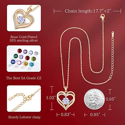 LOUISA SECRET Love Heart Birthstone Necklaces for Women, 925 Sterling  Silver Women Pendant Necklace, Mother's Day Birthday Anniversary Christmas