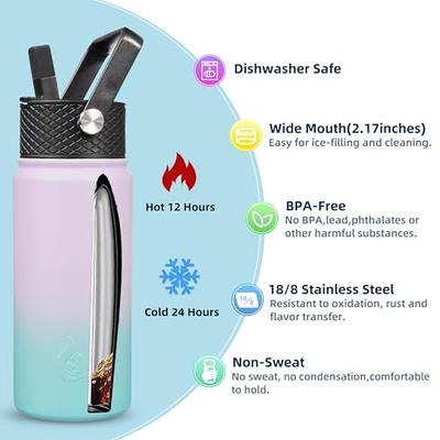 BJPKPK Insulated Water Bottles with Straw, 35oz Stainless Steel Metal Water  Bottle with One-handed Opening Lid, BPA Free Sports Water Bottles, Flasks