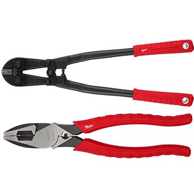 18 in. Bolt Cutter with 3/8 in. Maximum Cut Capacity and High Leverage  Lineman's Pliers with Crimper - Yahoo Shopping