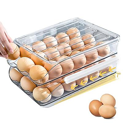 2 Layer Egg Holder Storage Container for Refrigerator Egg Tray Fridge  Organizer