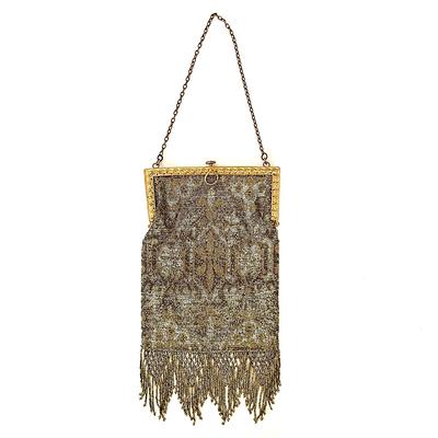 Art Deco French Steel Cut Beaded Bag