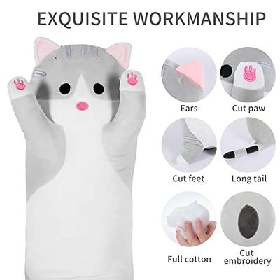 Mewaii Long Cat Plush Body Pillow, 36” Cute Pink Cat Stuffed Animals Soft  Plushies, Kitten Plush Throw Pillow Doll Toy Gift for Girlfriend