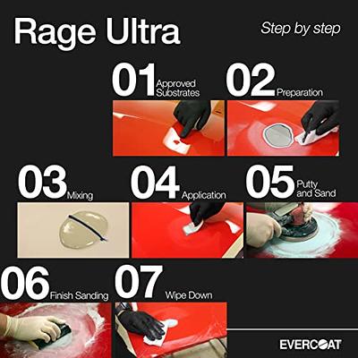 Evercoat Rage Ultra - Sanding Body Filler for Steel, Fiberglass, Aluminum  and More - 128 Fl Oz