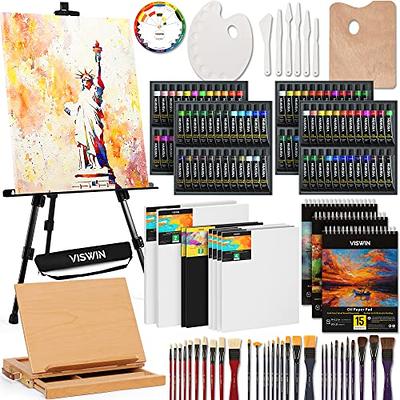 Large Deluxe Artist Painting Set, 139-Piece Professional Art Paint Supplies  Kit w/Aluminum Field & Wood Table Easel for Adults, Acrylic, Oil 