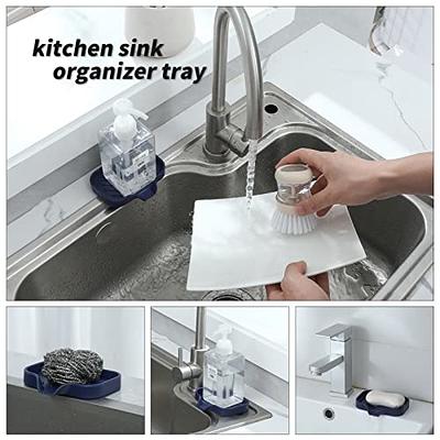 Kitchen Soap Tray,Kitchen Sink Tray Sponge Tray Kitchen Sponge Holder Self  Draining Premium Silicone Soap Holder for Bathroom Kitchen Counter Sink
