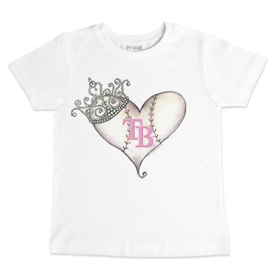 Youth Tiny Turnip White/Navy Tampa Bay Rays Baseball Love 3/4-Sleeve Raglan T-Shirt Size: Small