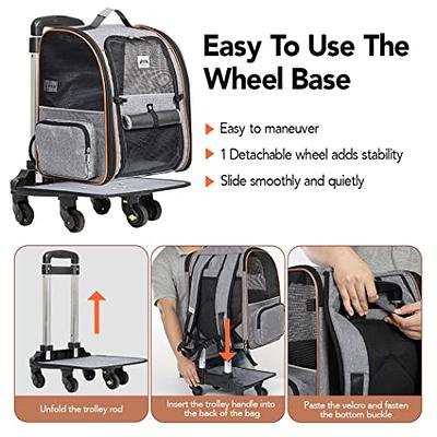 Pet Carrier with Detachable Wheels for Small and Medium Dogs