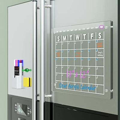 Magnetic Acrylic Calendar Dry Erase Board for Fridge, 17X 12 Clear Acrylic  Cal