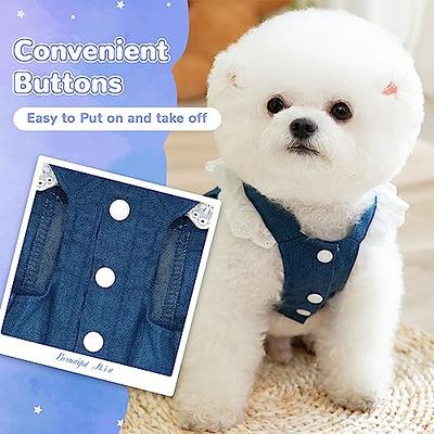 KUTKUT Floral Casual Denim Dress for Small Dogs and Cats, Lace Collar Dress  for Shih Tzu, Bichon, Maltese and Other Small Dogs (Size: L, Adjustable  Bust: 45cm, Length: 35cm) : Amazon.in: Pet