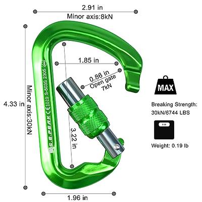 30KN Climbing Carabiner Aluminum Screw Locking Clip Heavy Duty